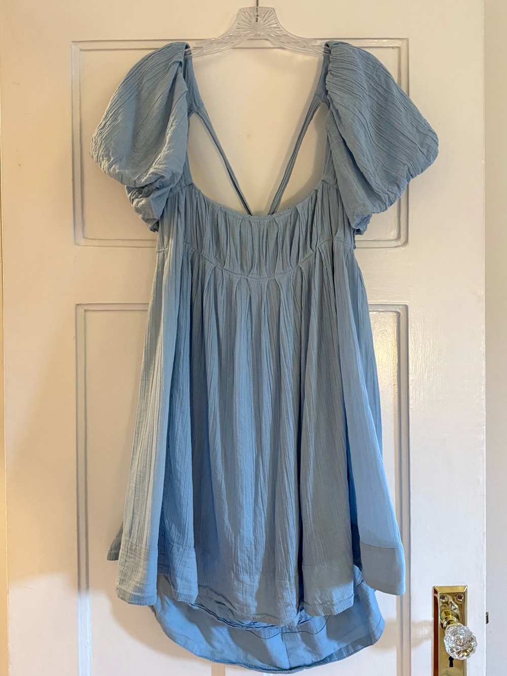Free People Puff Sleeve Blouse Baby Doll Mini Dress
